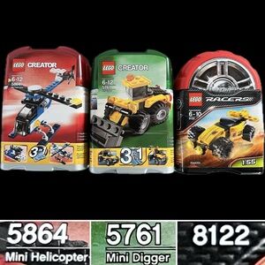 🧱NEW Retired Bundle Creator 3-in-1 Mini Digger Helicopter Racers 5864 5761 8122